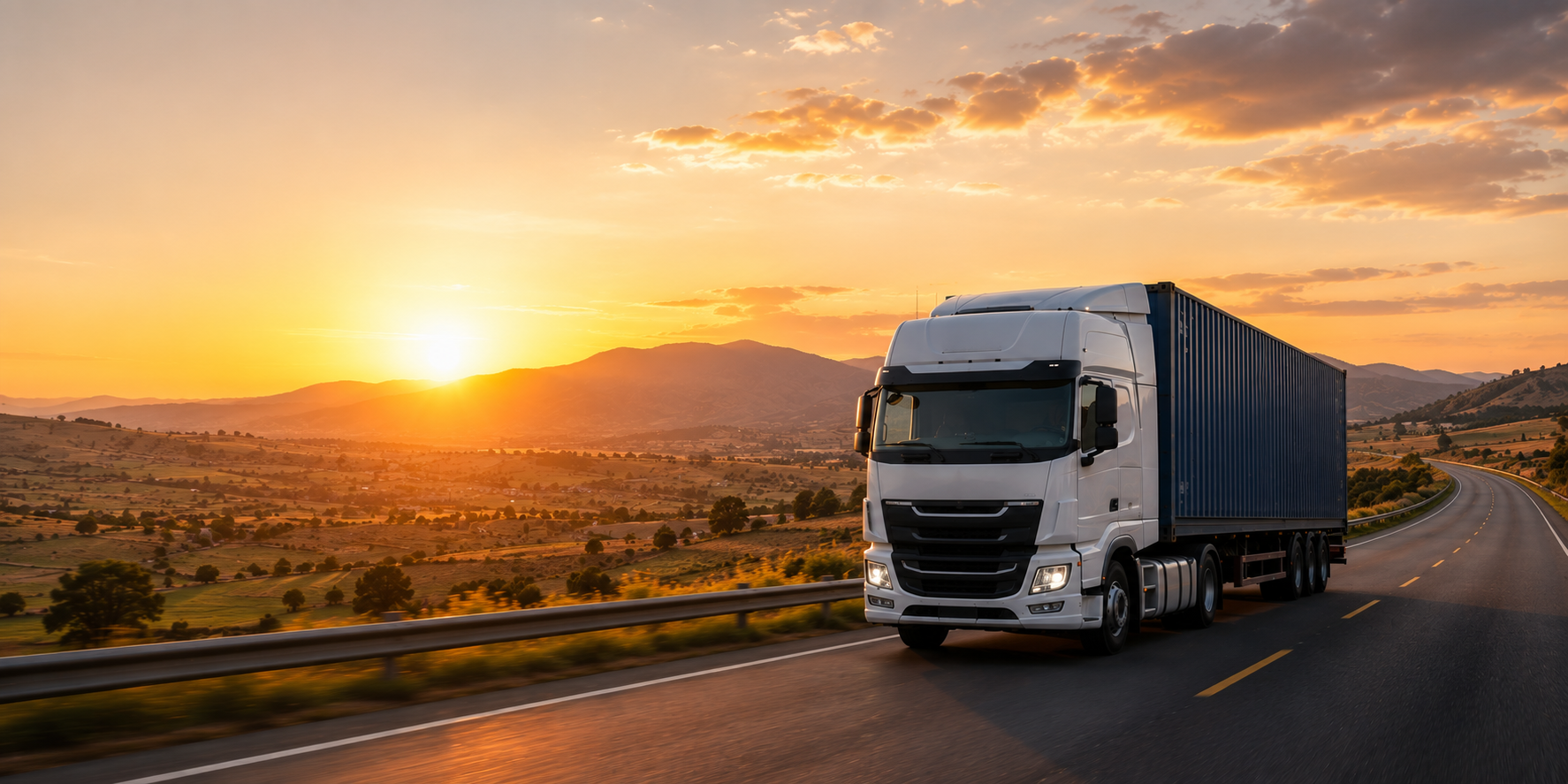 MFC logistics truck moving through a connected digital freight network
